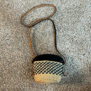 Handmade Crossbody Bag Fair Trade Blue Sisal Woven Purse